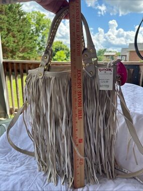 Say What? Fringe Shoulder Bag in Light Taupe